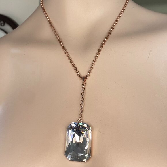 FAC Large Swarovski Large Crystal Pendant Necklace - Picture 1 of 7
